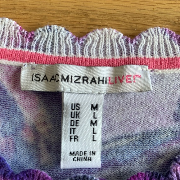 Isaac Mizrahi Floral Cardigan‎ Sweater 3/4 Sleeve Purple Women’s Medium Preloved - Picture 2 of 8